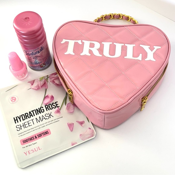 TRULY Handbags - Bundle🛍️ TRULY Los Angeles Accessory Pink Quilted Bag Skincare Nail Polish